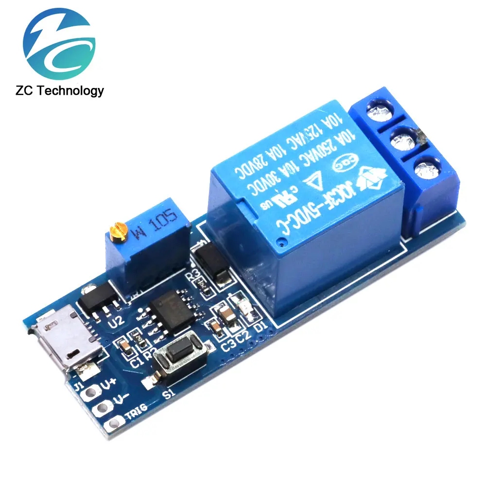 Smart Electronics 5V-30V Micro USB Power Adjustable Delay Relay Timer Control Module Trigger Delay Switch