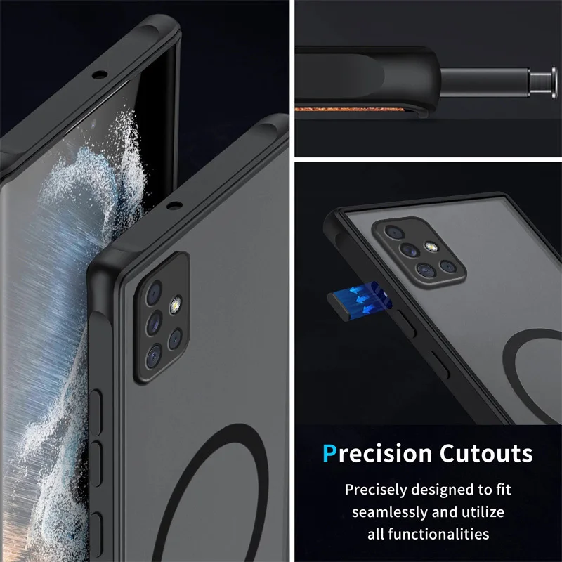 Translucent Magsafe Matte Phone Case for Samsung Galaxy A11 M11 A31 A21S A20 A30 A51 A71 A30S A50S A50 A10 A21 M31 Phone Cover