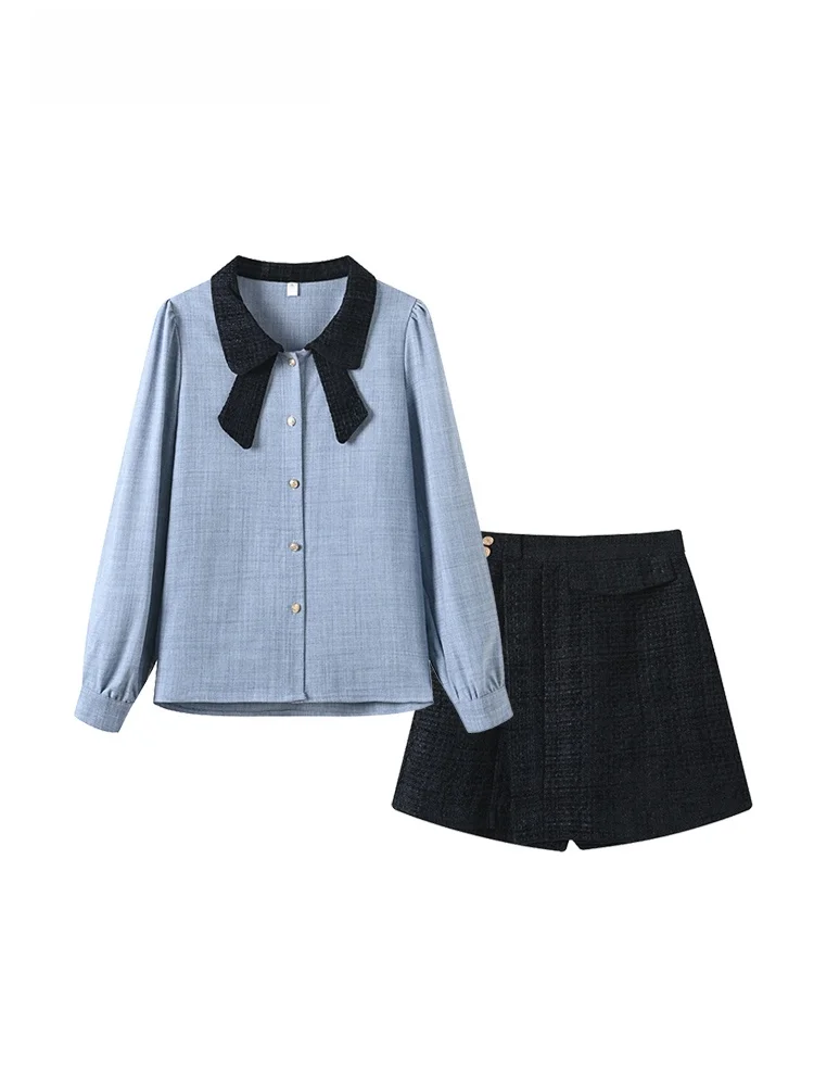 

plus Size Faion Set Women's Early Spring New Sle Plump Sister Ele Slim Long Sve irt orts Small Fraance Sle