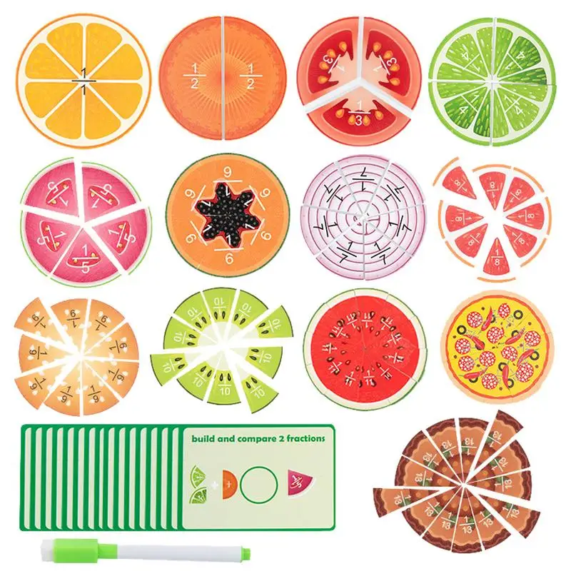 Fraction Games For Kids Math Fraction Learning Educational Indoor Games Math Teaching Aids Fruit Shape Early Learning Toy For