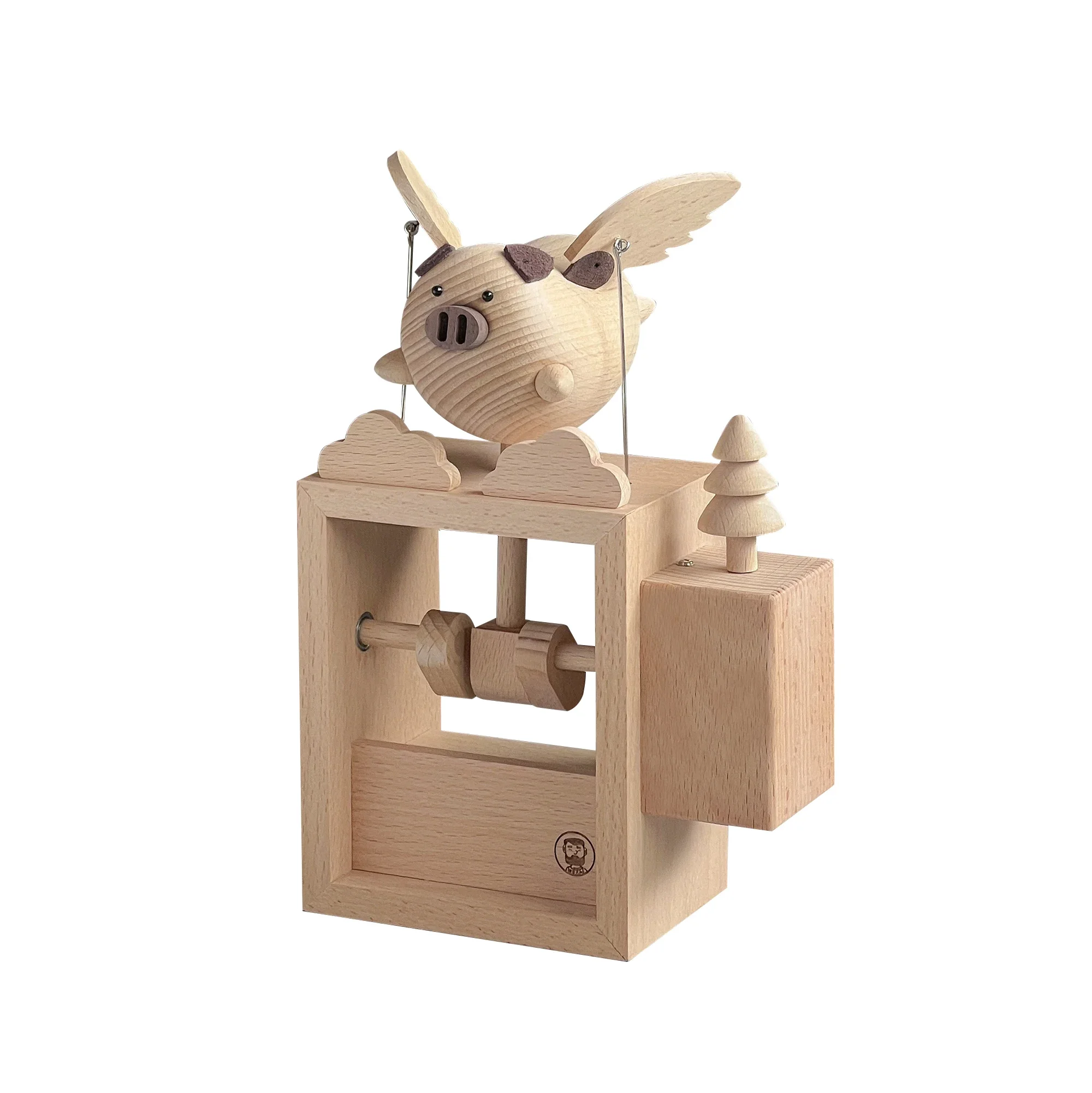 Electric little flying pig wooden ornament holiday gift creative toy