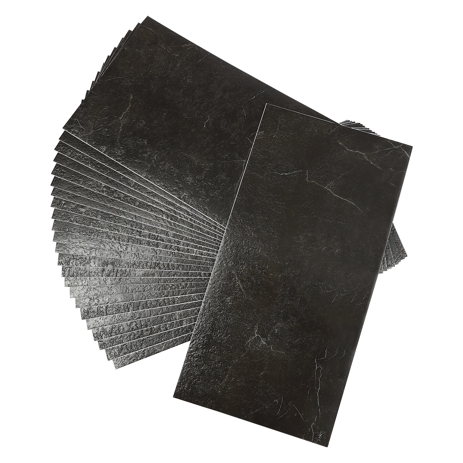 Azulejos autoadesivos, PVC de grão de pedra preta de 24 pacotes, casca e colagem para fácil instalação, uso duradouro