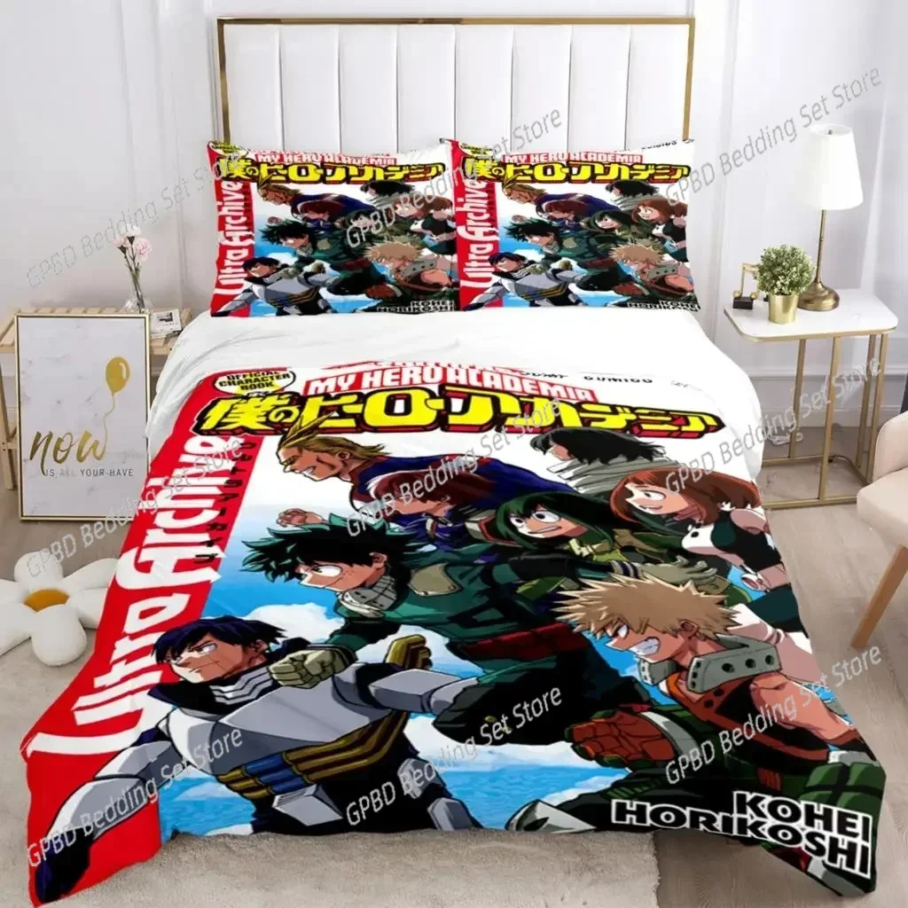 My Hero Anime Print Bedding Set Fashion Boys Or Adults For Beds Quilt Covers Pillowcases Bedding Set Gift