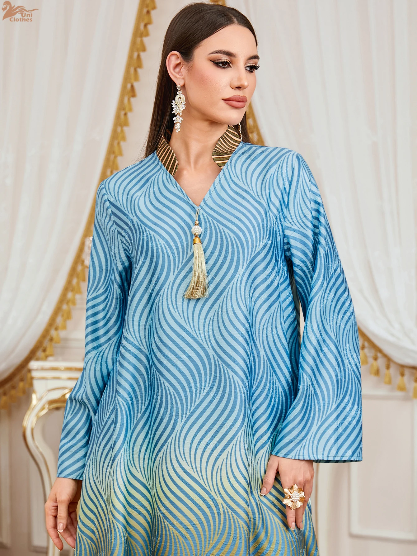 

Uni Дубай с цветочным принтом абайи платья с кисточками для женщин гала-кафтан Marocain Femme