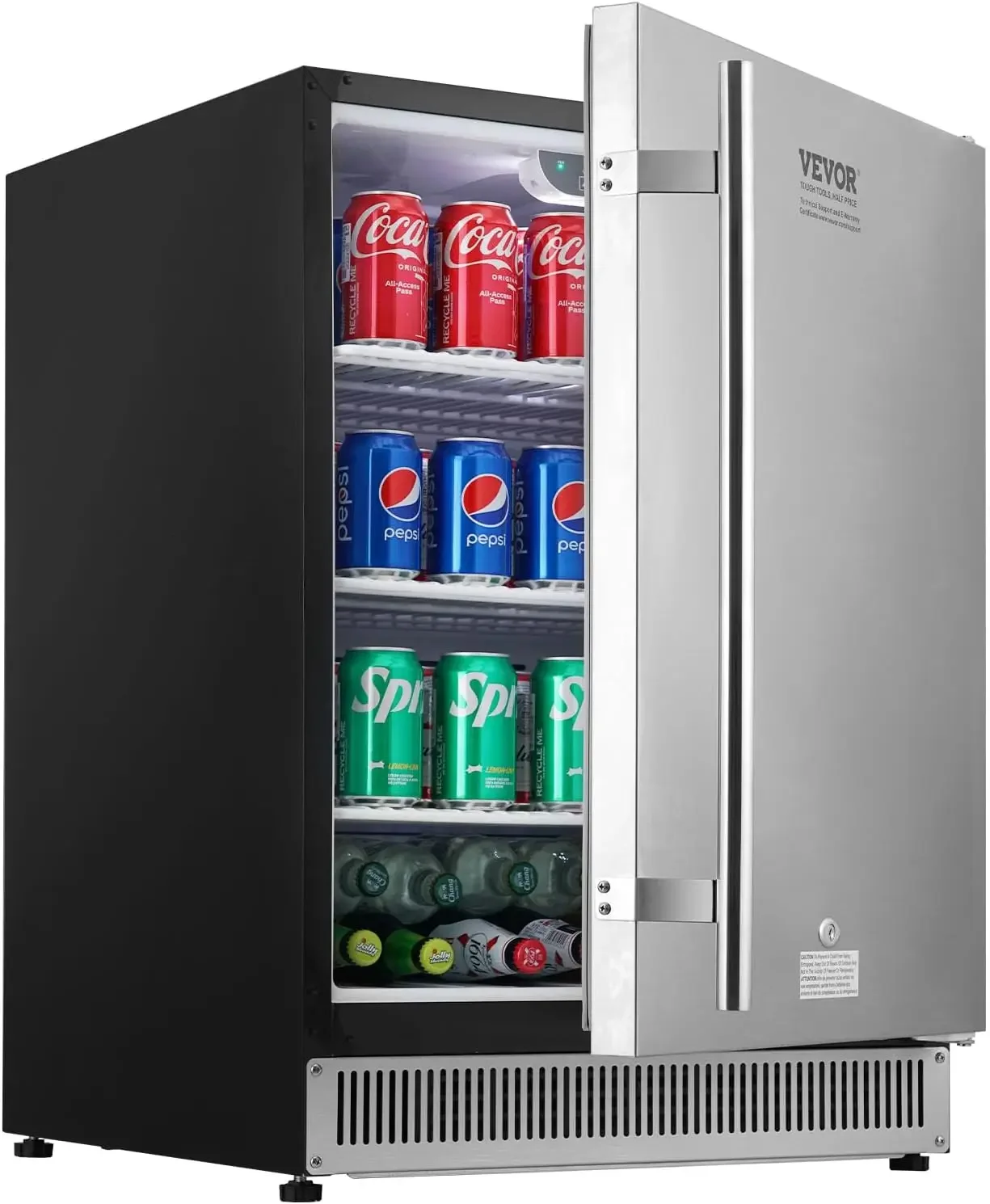 24 inch Indoor/Outdoor Beverage Refrigerator, 185QT Undercounter or Freestanding Beverage Fridge