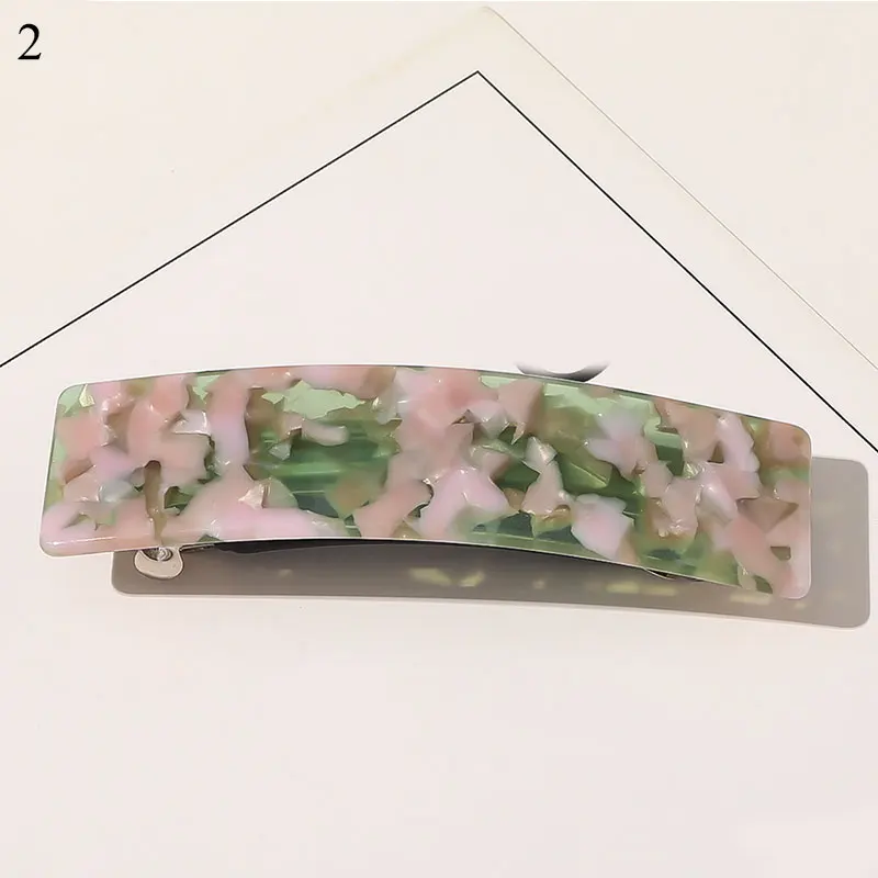 Vintage Acetate Resin Rectangle Hairpins Clips Solid Color Marble Print Side Clips Women Barrettes Hairgrips Hair Accessories