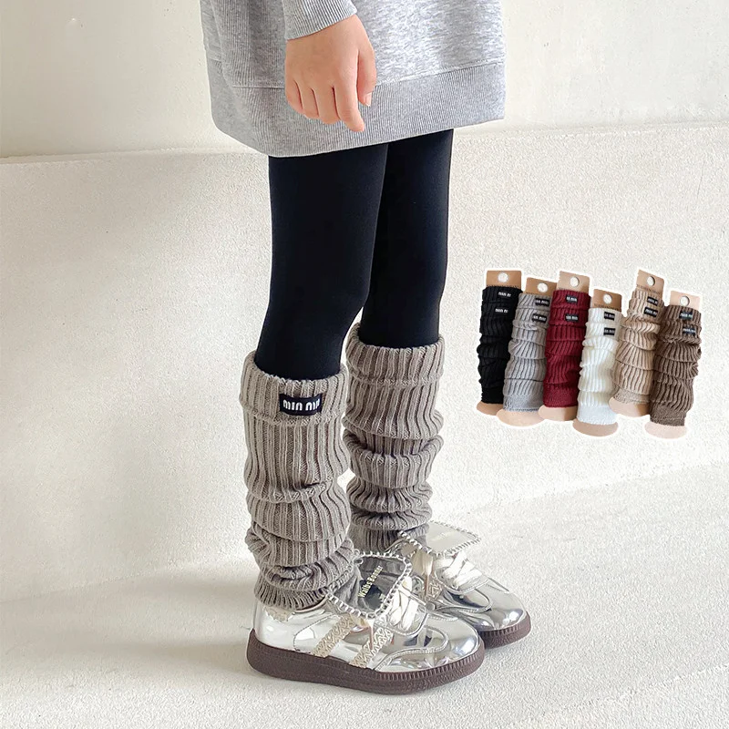 

Children Girl's New Leg Warmers Autumn Winter Kids Thickened Long Tube Pile Socks Solid Color Simple Fashion Versatile Stockings