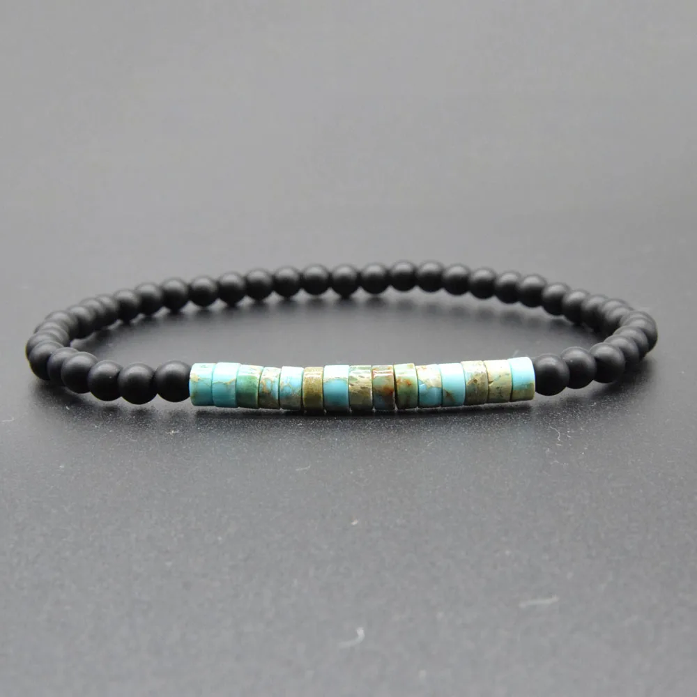 Neue Minimalistische Männer Armband 4mm Kleine Stein Perlen Paar Frauen Casual Zubehör Rechten Winkel Naturstein Runde Urlaub Geschenk