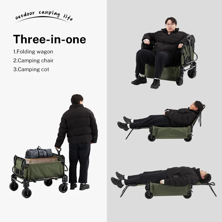 Folding Heavy Duty Transport Tool Carts Hand Buggy Shopping Cart Three Forms Multipurpose Camping Wagon