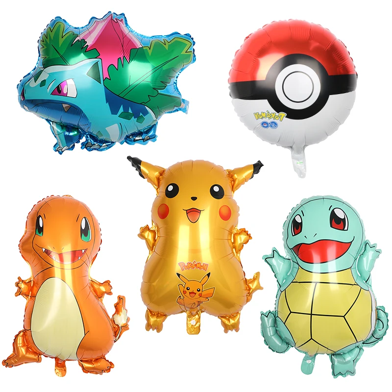 Pokemon Birthday Party Helium Aluminum Foil Balloons Latex Balloon Kids Boy Large Pikachu Balloon Party Decorations Supplies