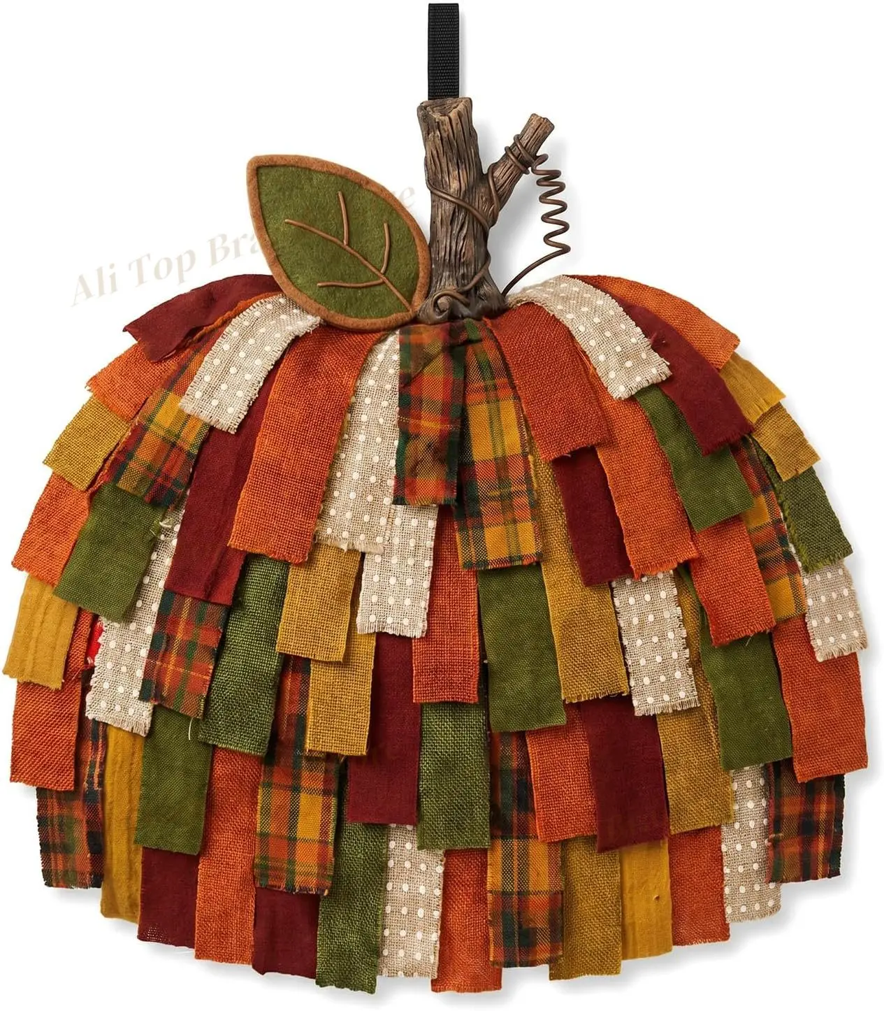 Multi-texture Pumpkin Decoration Patchwork Pumpkin Decoration Rustic Fall Wreath for Front Door Plaid Polka Dot Fabric Pumpkin