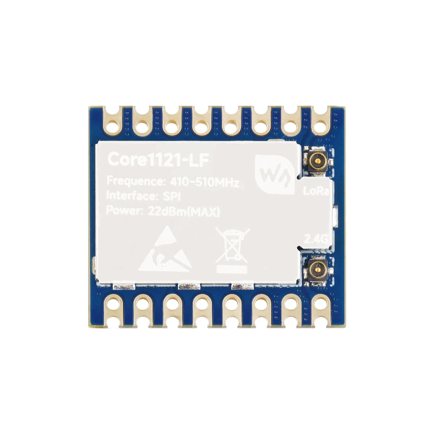 Waveshare Core1121 Dual-Band LoRa Module, Based on Low-Power LR1121 Transceiver Suitable For Sub-GHz And 2.4GHz Frequency Bands