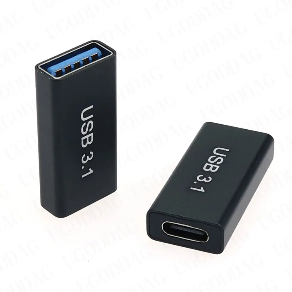 Acoplador USB 3,0 de 1/2 piezas, adaptador hembra a USB tipo C hembra, supervelocidad, USB 3,0, convertidor de conexión