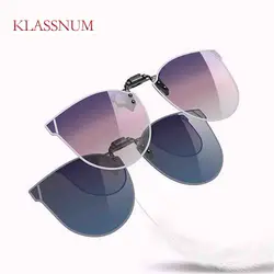 KLASSNUM Fashion Polarized Flip Up Clip On Sunglasses Women Cat Eye Shading Glasse UV400 Driving Cycling Outdoor Goggles Eyewear