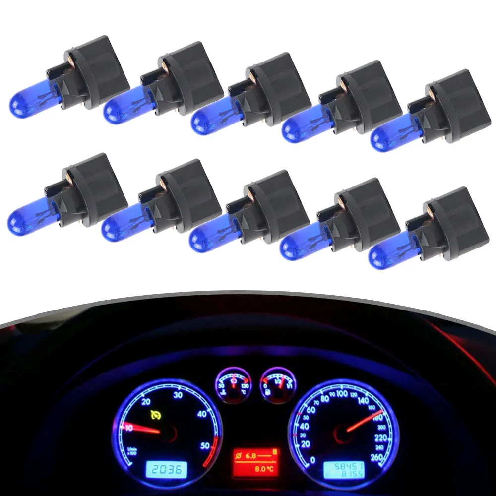 10pcs Car T5 SMD LED Dashboard Light 12V Air Conditioner Warning Indicator Lamp Instrument Panel Decoration Light Accessories