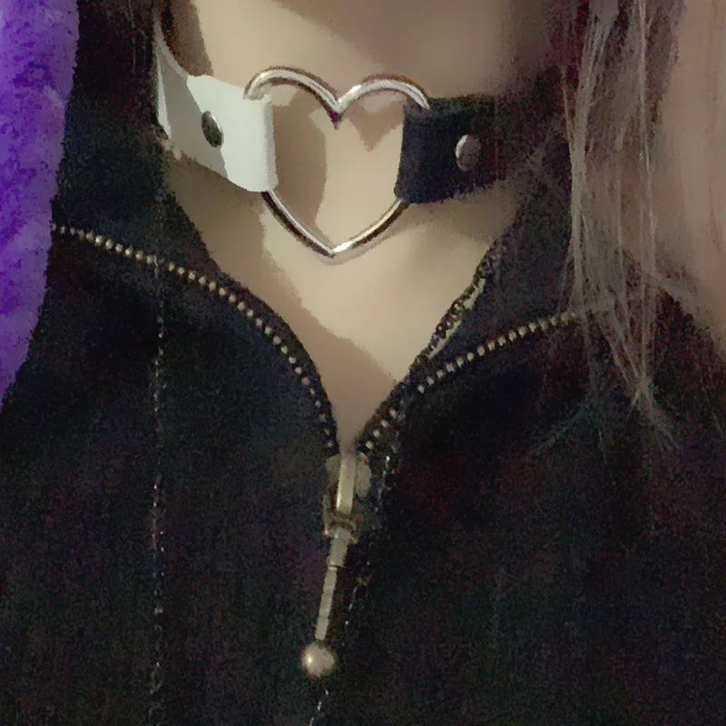 Vintage Mode Sexy Herz Charme Gothic Kragen Halskette Gothic Herz Schloss Harajuku Frauen Geschenk Schwarz Leder Punk Choker Halskette – Detail 1