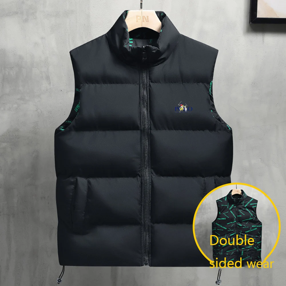 

Men's double-sided vest jacket, warm sleeveless jacket, winter zipper jacket, autumn stand up collar casual vest clothing