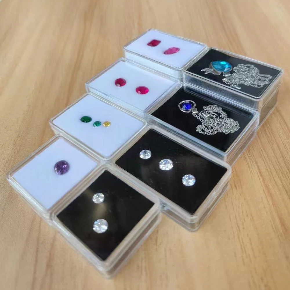 Loose Diamond Box Transparent Gemstone Storage Case Quality Pendant Beads Organizer Ring Earrings Gem Stone Gift Packaging Box