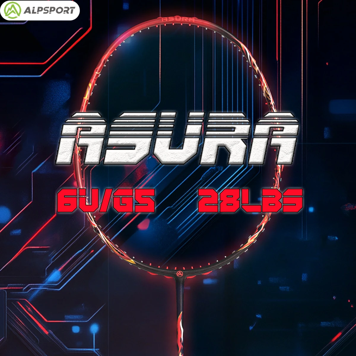 ALP Asura 6U Badminton Racket Max 35 Lbs 85g Original Carbon Fiber Racket Offensive Racket Pre-Strung And Gripped