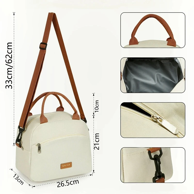 1 Stück wasserdichte Lunch-Taschen, Thermokühler, für Büro, Mahlzeit, Outdoor, Camping, Picknick, isolierte, langlebige Handtasche, Aufbewahrungsbox – Detail 3