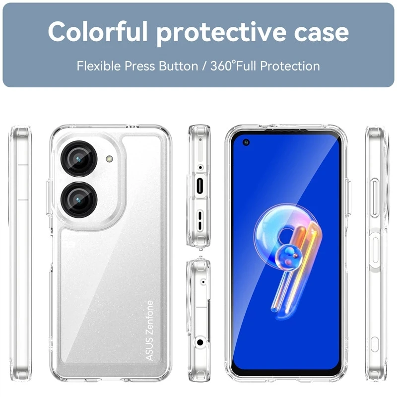 Odporna na wstrząsy obudowa dla ASUS Zenfone 9 10 Zenfone 9 5G etui wysoka przezroczysta miękka TPU + PC cukierkowe kolory etui na telefony Fundas