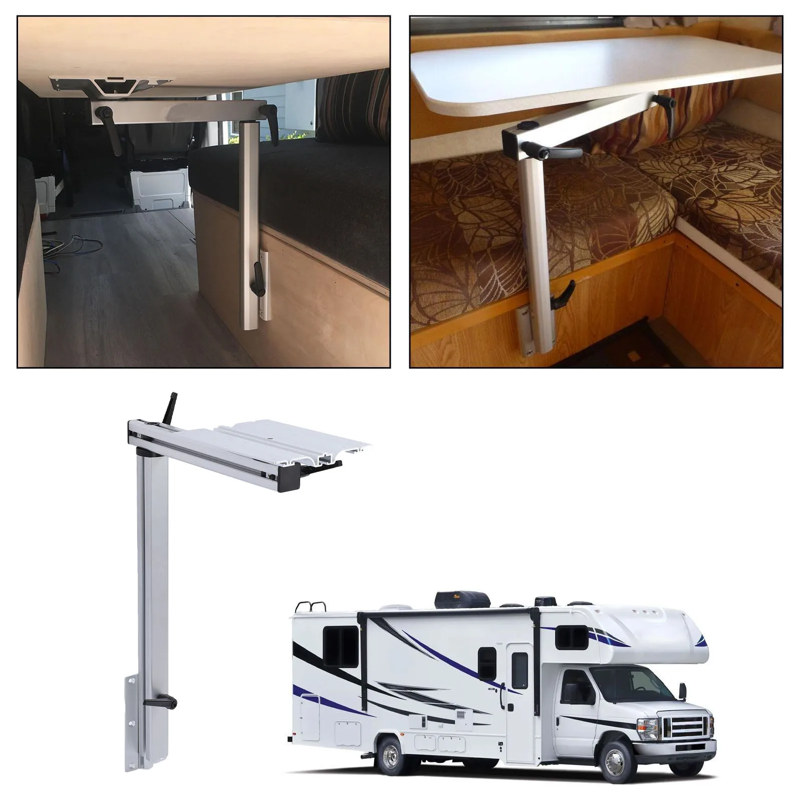 RV Removable Table Leg Aluminum Alloy White 360 Degree Rotation Detachable Telescopic Table Leg for Yachts RV Motorhome
