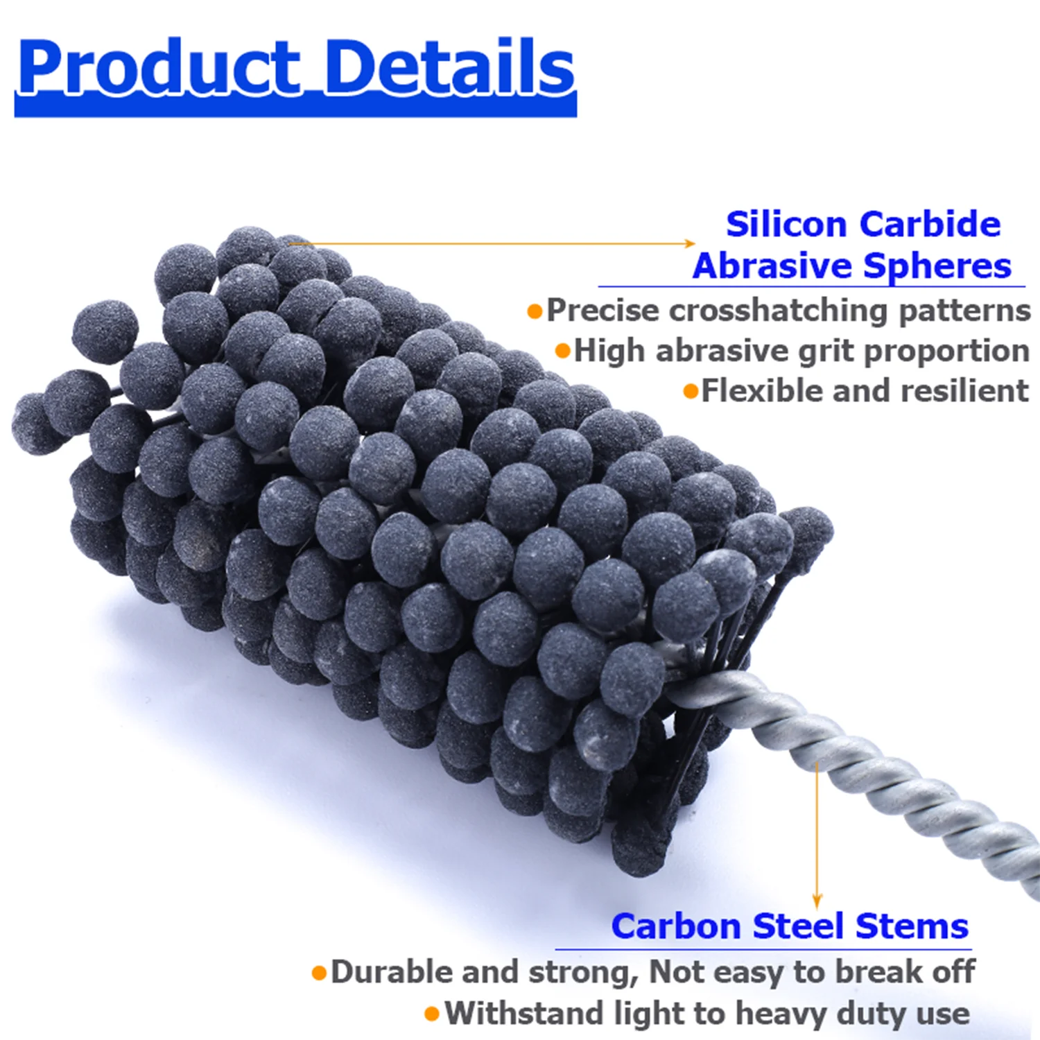 320Grit Cylinder Hone Ball Brush Tool Silicon Carbide Metal Engine Valve Guides Deburring Carbon Removal Crosshatching Polishing