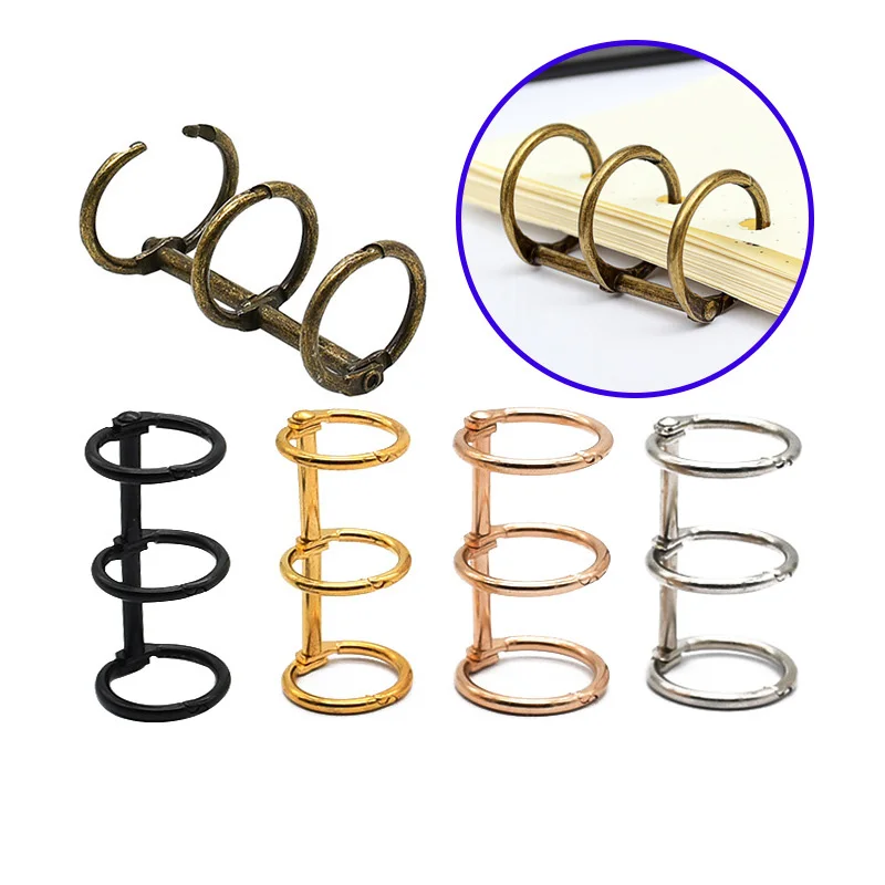 50pcs Retro Metal Loose Leaf Book Binder Hinged Ring Binding Rings Calendar Circle 3 For Notebook Album Scrapbook Clips
