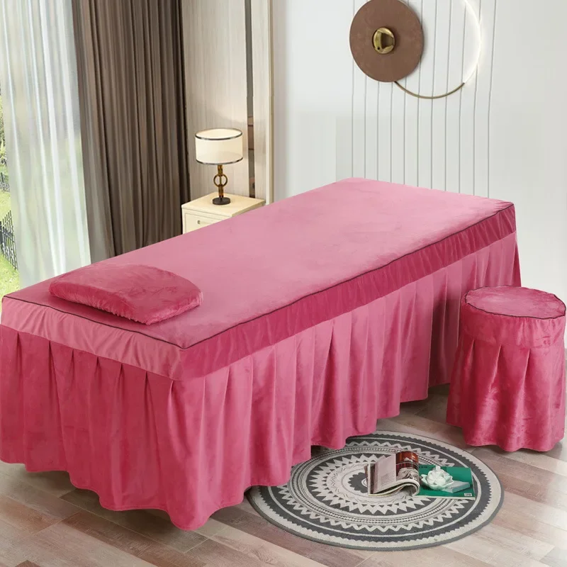 Beauty Salon Bed Skirt Spa Bed Cover With Face Hole Square Massage Table Bed Cover Sheet Bedskirt SPA Treatment Table Cover