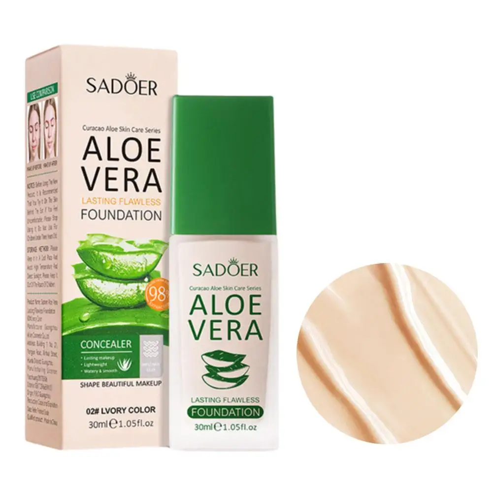 Aloe Vera Face Foundation Cream Bbcream Waterproof Coverage Liquid Makeup Full Base Professional Lasting Concealer O1k5