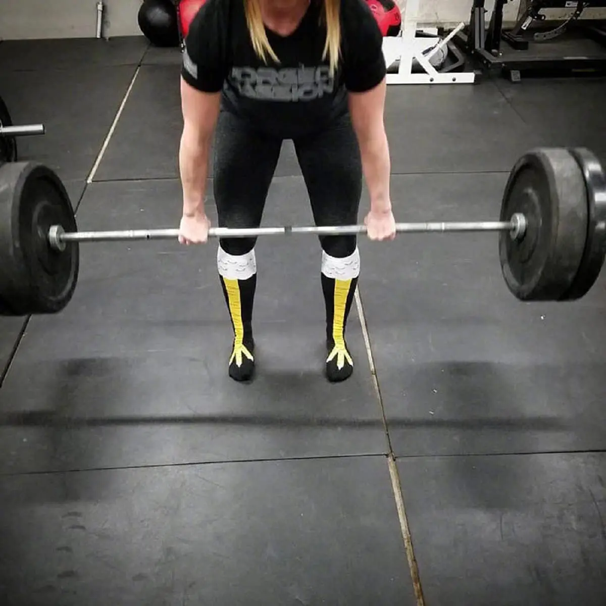 1/2pairs أقدام الدجاج طباعة الفخذ العليا الجوارب للنساء ، الجدة الكرتون الحيوان باو فوق جوارب الركبة ، مضحك جوارب طويلة إلى الركب #5