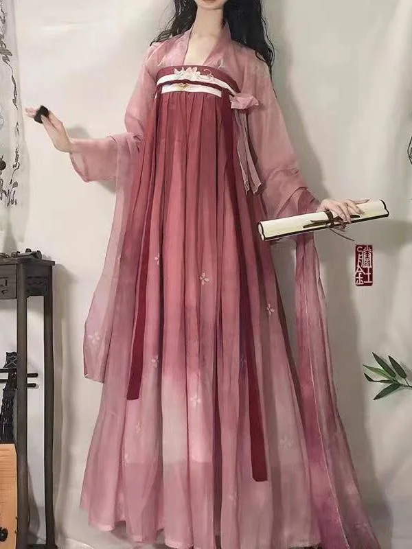 

New Summer Hanfu Women Chinese Traditional Cosplay Fairy Costume Ancient Hanfu Dress Pink Birthday Party Dress Plus Size XL