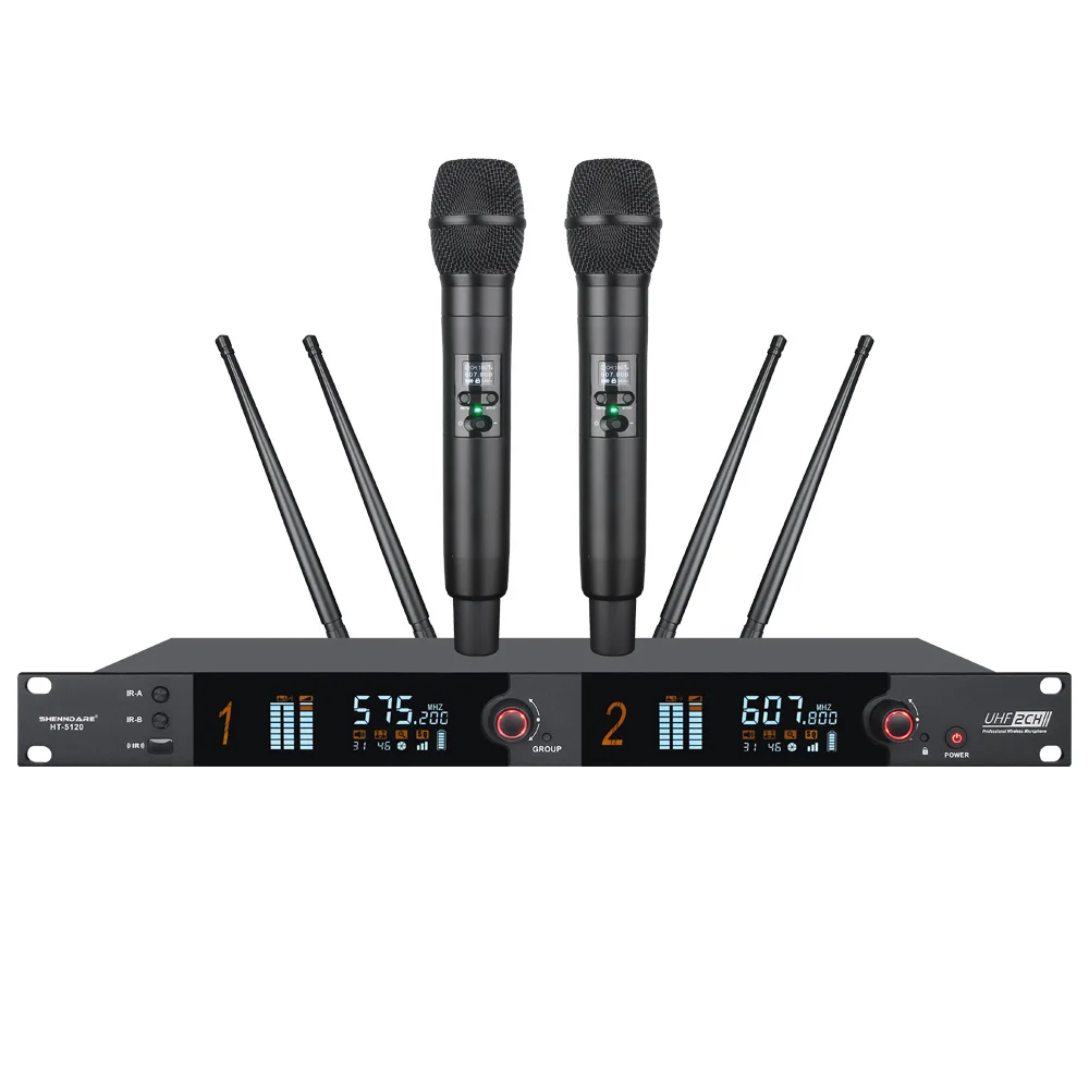 ShennDare HT5120 Беспроводной микрофон True Diversity Двухканальный ручной микрофон Сверхбольшое расстояние приема Аудиосистема для выступлений на сцене
