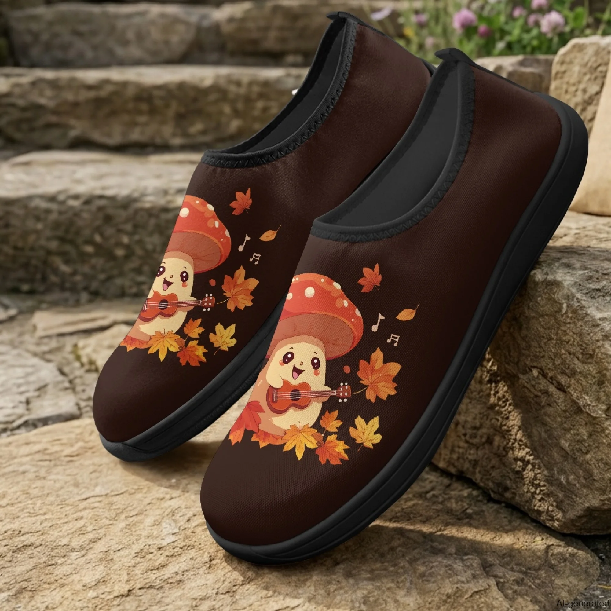 XIXIRIMIDO Slip-on Wide-toed Shoes Mushroom Print Zapatos De Mujer Men's Sneakers and Casual Shoes Slippers Nurse Shoes 36-46