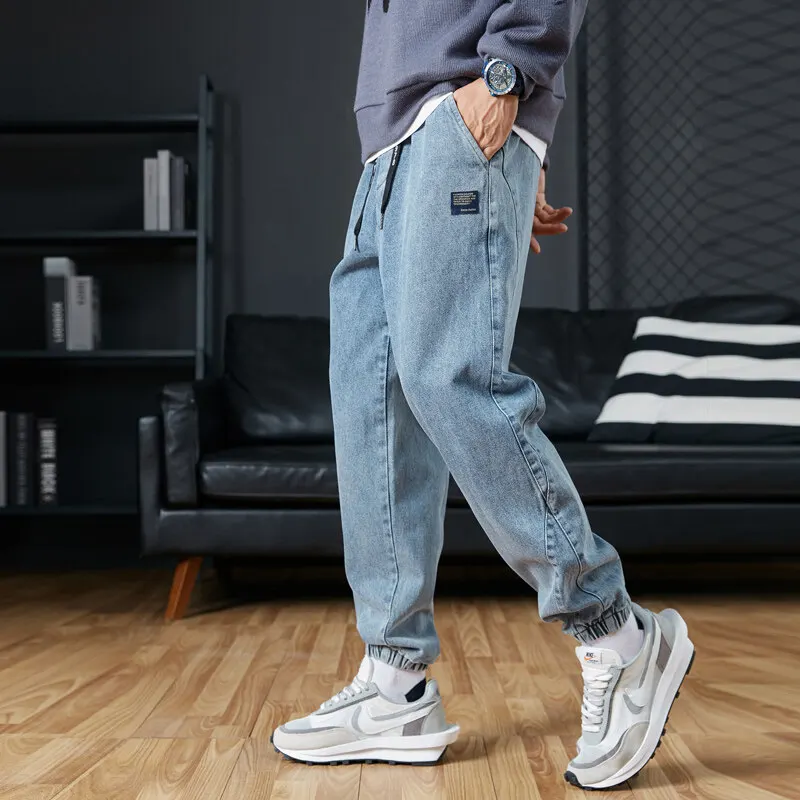 Spring Autumn Men's Trousers New Stylish Korean Safari Style Patch Designs Drawstring Youthful Vitality Daily Casual Cargo Pants