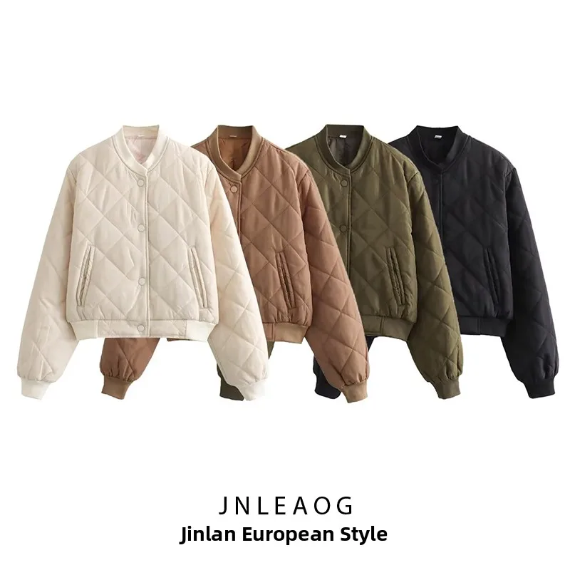 JNLEAOG Fashionable Short Cotton Pilot Jacket Women's Autumn New Style Versatile Outerwear Loose Fit Polyester Fiber