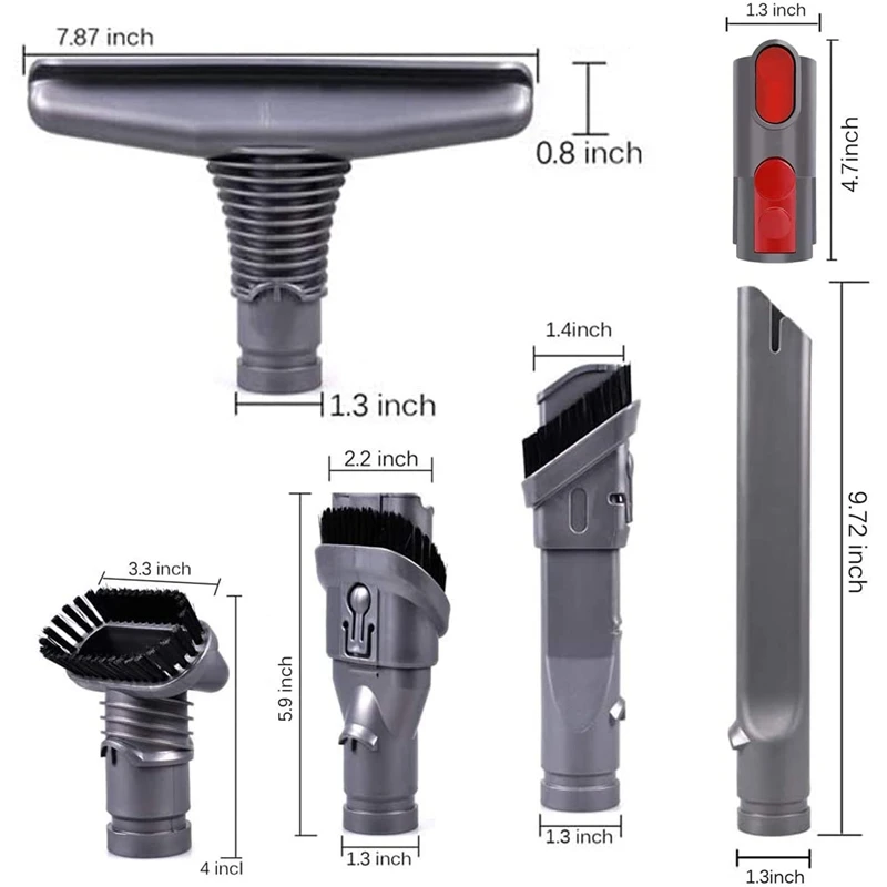 B90B 6Pcs Vacuum Attachments for Dyson V11 V10 V8 V7 for V6, Replacement Parts Kit with Mattress Tool Crevice Nozzle Wide Brush