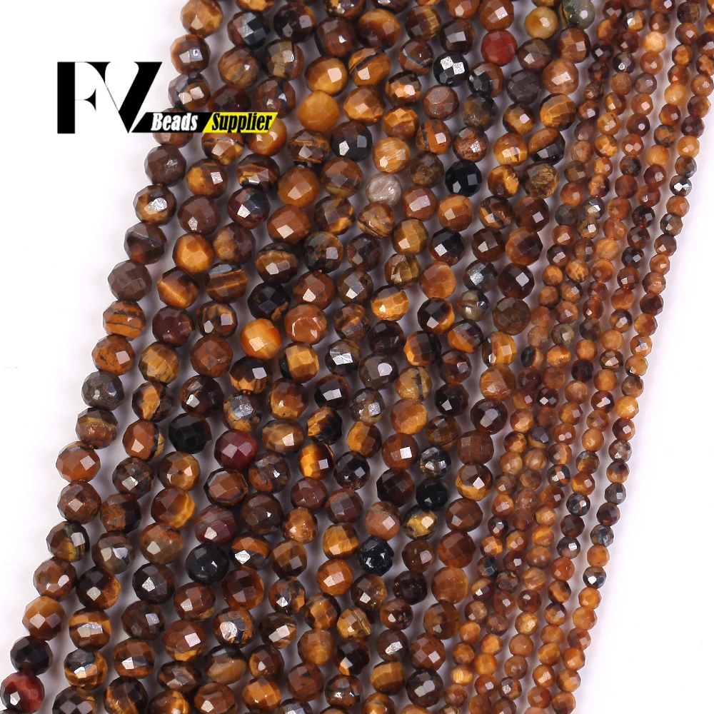 2/3/4mm Natural Faceted White Pink Red Orange Color Jaspers Agates Jade Stone Beads For DIY Jewelry Making Bracelet Accessories