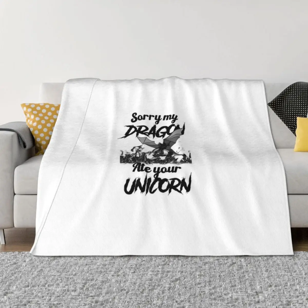 

Sorry My Dragon Ate YourUnicorn Throw Blanket Decorative Sofas For Decorative Sofa Polar Vintage Blankets