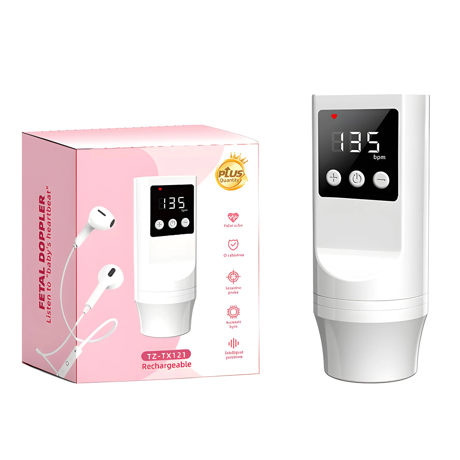 Monitor Fetal Doppler Portátil, Monitorización Digital del Ritmo Cardíaco Fetal, Estetoscopio para Monitorizar los Latidos del Corazón Fetal en Casa