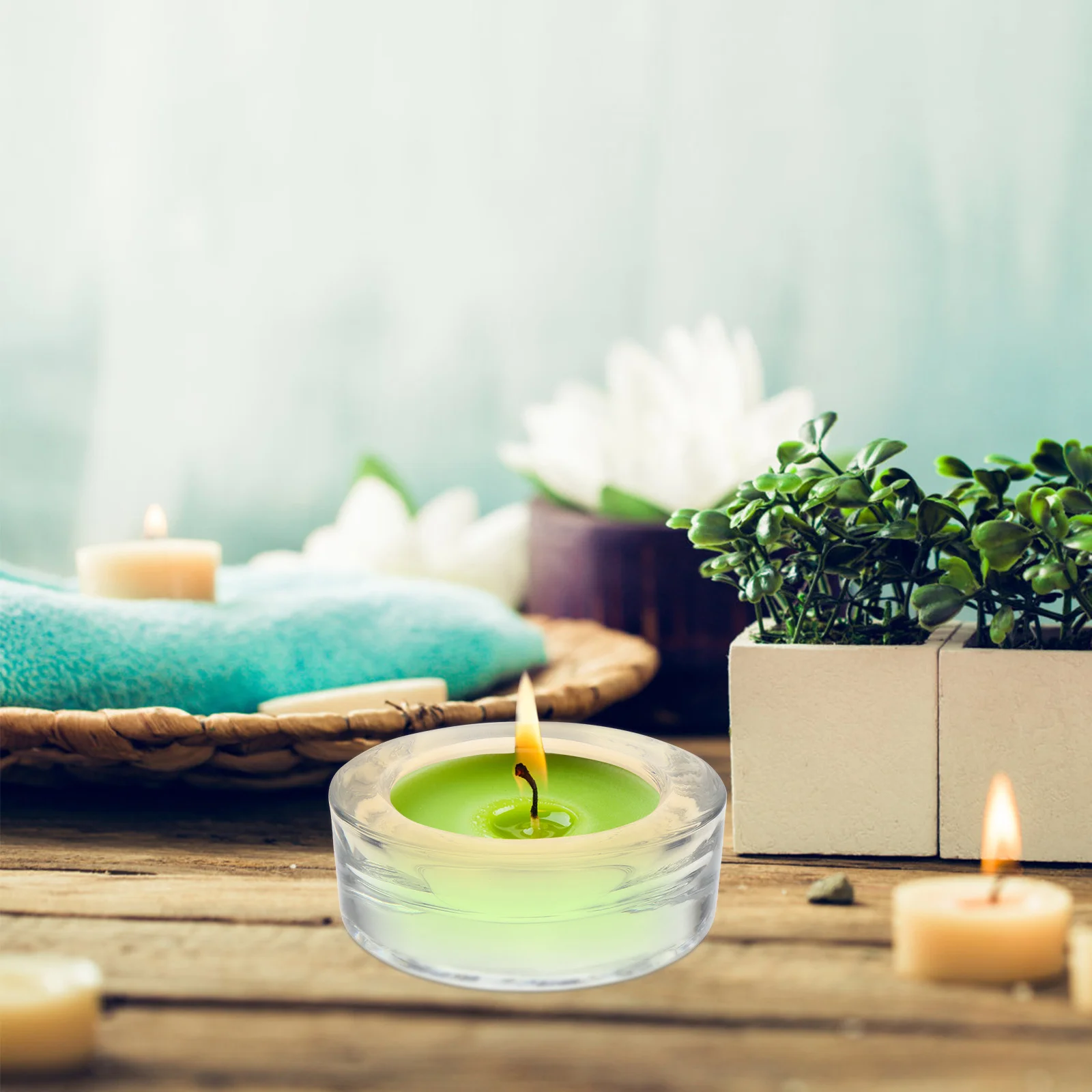 

4Pcs Glass Round Candlestick Holder Crystal Tealight Cups Romantic Holder Wedding Dinner Decoration Round Stand