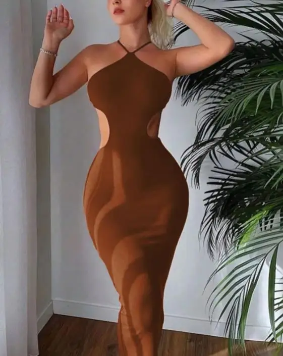 Women's Dress 2026 Summer Sexy New Style Fashionable Elegant Slim Fit Hollowed Out Backless Lace Up Hip Hugging Suspender Dress