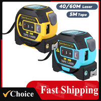 3 in 1 Laser Rangefinder 5m Tape Measure Ruler LCD Display with Backlight Distance Meter Building Measurement Device