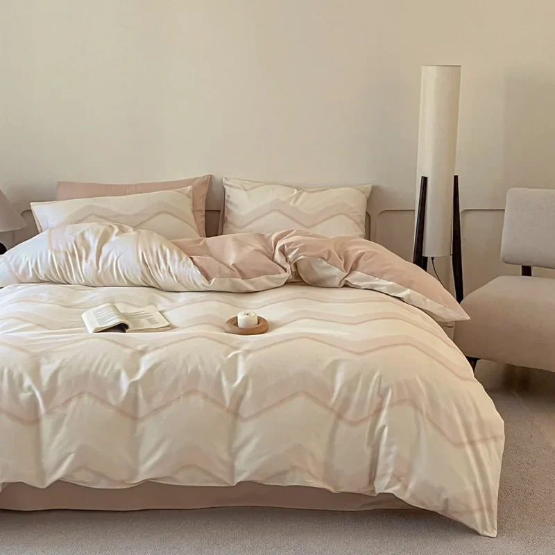

Fashion Geometric Pattern Printed Fitted Sheet Style Bedclothes Cotton Soft Skin Friendly Bedding Set King Queen Bed Comfort Set