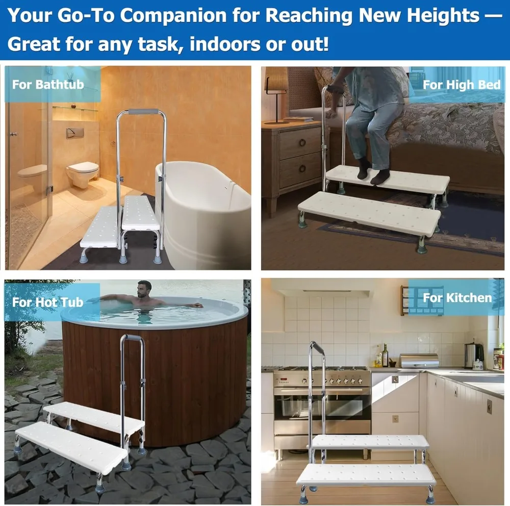 

Удлиненный табурет-ступенька с ручкой, сверхпрочная нескользящая платформа, ступеньки-кровати для высоких кроватей для взрослых и пожилых людей, поддерживает 400 фунтов
