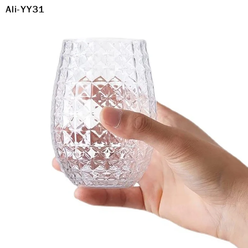 【WTh】1Pc 2025 12OZ PET Wine Glasses Cocktail Juice Drinking Plastic Cups Unbreakable Reusable for Outdoor Pool Party Picnics