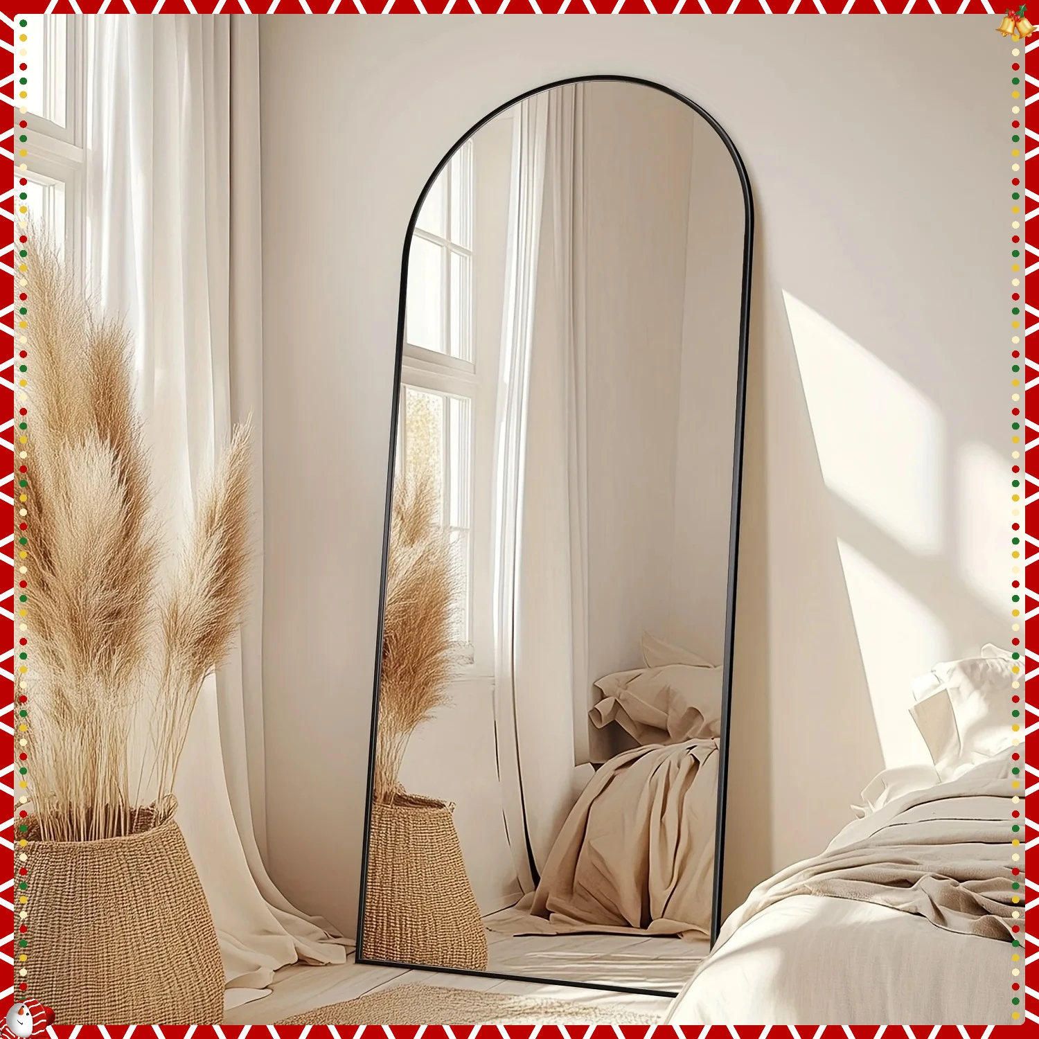 

BARGERHOME Mirror Full Length Mirror, Arched Style Standing Mirror Full Body, Large Floor Mirror for Wall Door Bedroom Bathroom Living Room