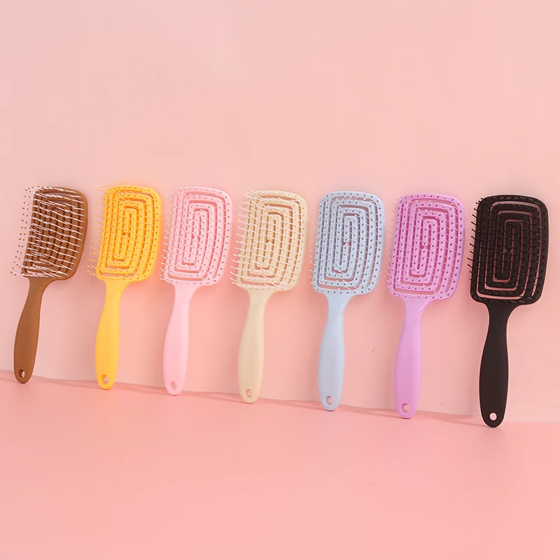 

Квадратная полая массажная расческа для кожи головы, для укладки волос, меридианного массажа, быстрой сушки феном, домашний инструмент для ухода за волосами