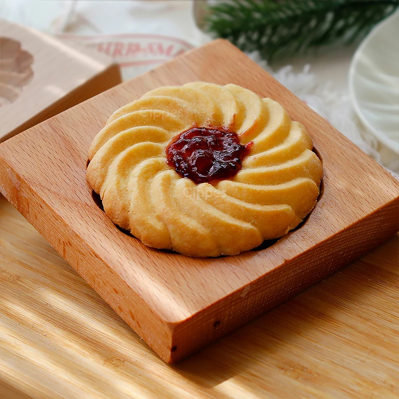 3D Wooden Cookie Cutter Moulds for DIY Baking, Engraved Embossed Biscuit Molds, for Gingerbread Fondant Christmas Baking Molds