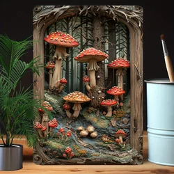 Vintage Mushroom Forest Metal Sign, Perfect For Bedroom, Living Room, Bathroom, Garden, Studio, Or Classroom Decor - Ideal Gift